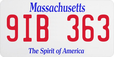 MA license plate 9IB363