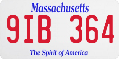 MA license plate 9IB364