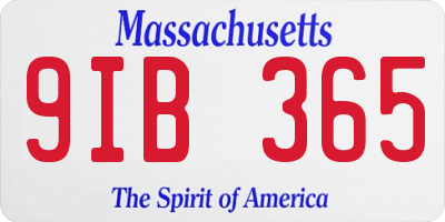 MA license plate 9IB365