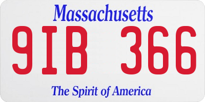 MA license plate 9IB366