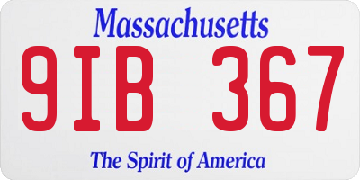 MA license plate 9IB367