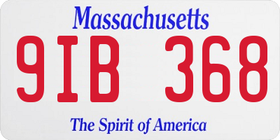 MA license plate 9IB368