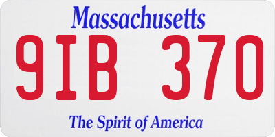 MA license plate 9IB370
