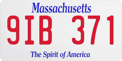 MA license plate 9IB371