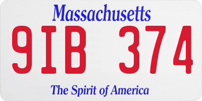 MA license plate 9IB374