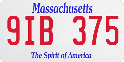 MA license plate 9IB375