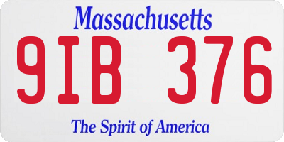 MA license plate 9IB376