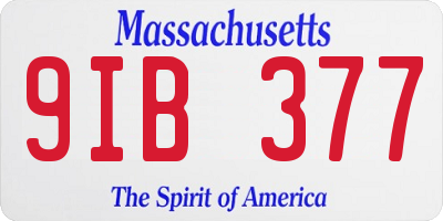 MA license plate 9IB377