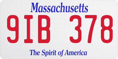 MA license plate 9IB378