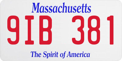 MA license plate 9IB381