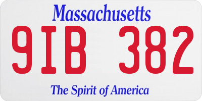 MA license plate 9IB382