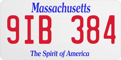 MA license plate 9IB384