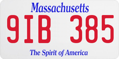 MA license plate 9IB385
