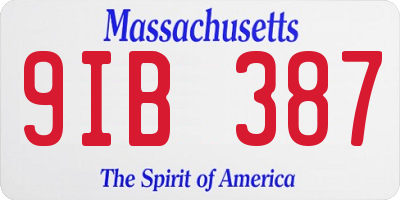 MA license plate 9IB387