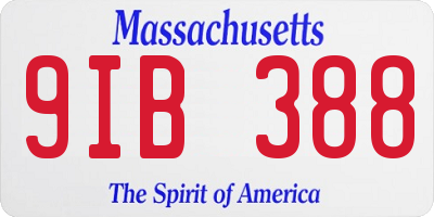 MA license plate 9IB388
