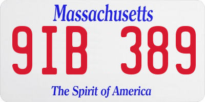 MA license plate 9IB389