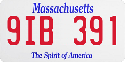 MA license plate 9IB391