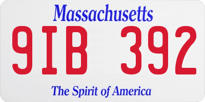 MA license plate 9IB392