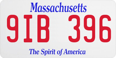 MA license plate 9IB396