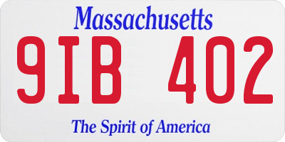 MA license plate 9IB402