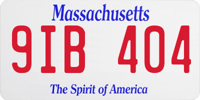 MA license plate 9IB404