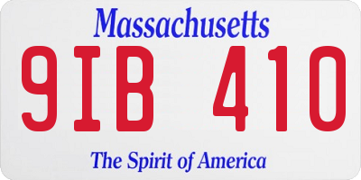 MA license plate 9IB410