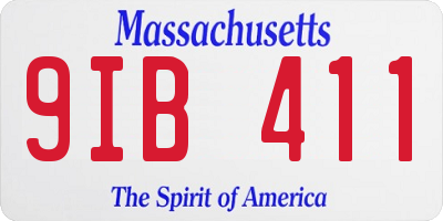 MA license plate 9IB411