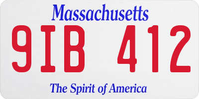 MA license plate 9IB412