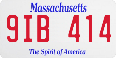MA license plate 9IB414