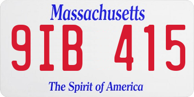 MA license plate 9IB415