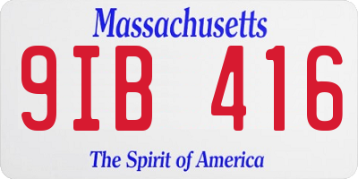MA license plate 9IB416