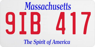 MA license plate 9IB417