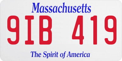MA license plate 9IB419
