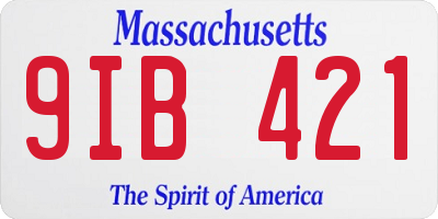 MA license plate 9IB421