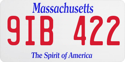 MA license plate 9IB422