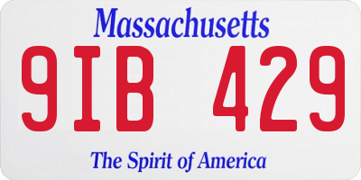 MA license plate 9IB429