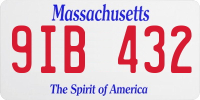 MA license plate 9IB432
