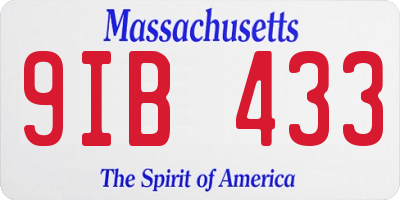 MA license plate 9IB433