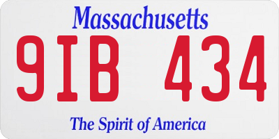MA license plate 9IB434