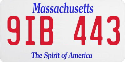 MA license plate 9IB443