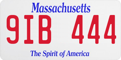 MA license plate 9IB444
