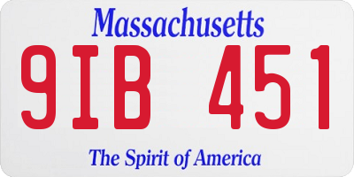 MA license plate 9IB451