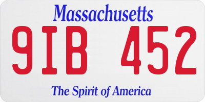 MA license plate 9IB452