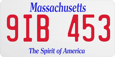 MA license plate 9IB453