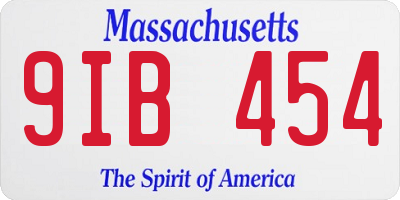 MA license plate 9IB454