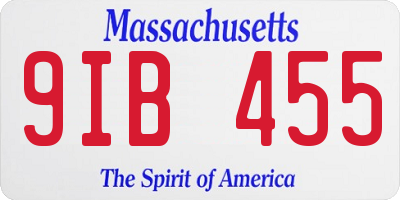 MA license plate 9IB455