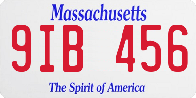 MA license plate 9IB456