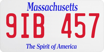 MA license plate 9IB457
