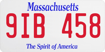 MA license plate 9IB458