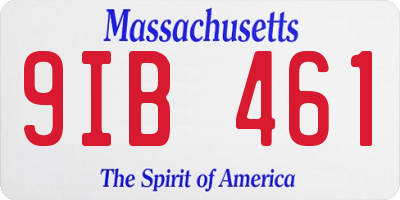 MA license plate 9IB461
